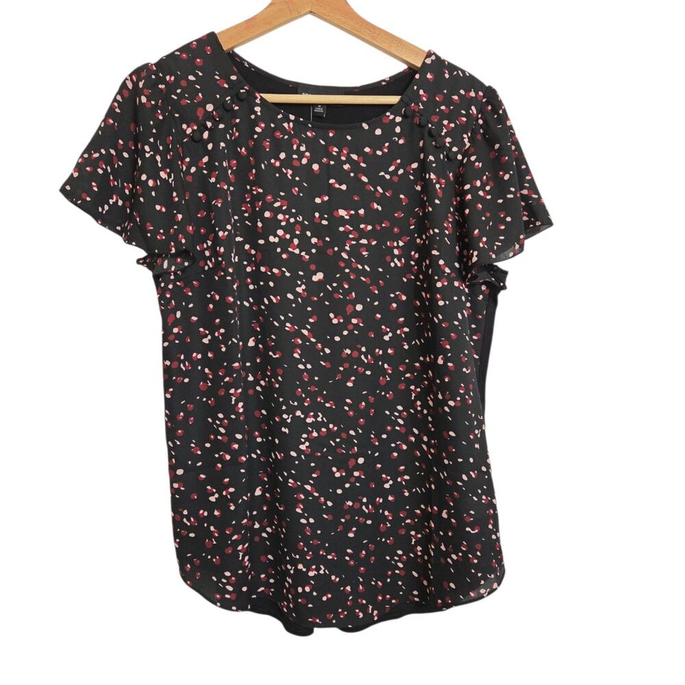 NEW Fortune + Ivy Dondria Mixed Material Flutter Sleeve Blouse Dotted MEDIUM